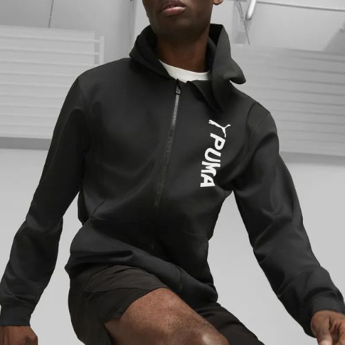 Pánska tréningová mikina PUMA Fit Double Knit FZ Hoodie puma black