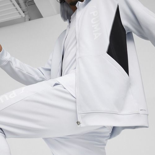 Pánska tréningová mikina PUMA Fit Double Knit FZ Hoodie silver mist