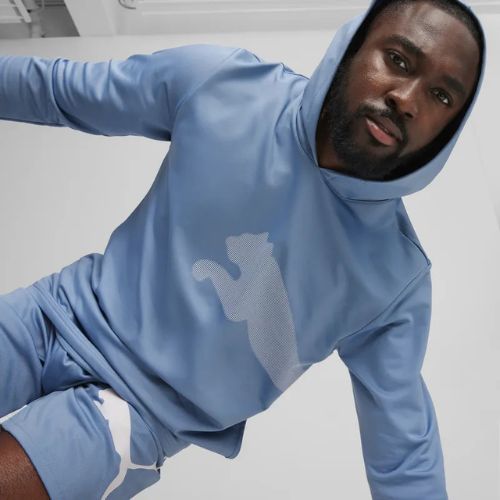 Pánska tréningová mikina PUMA Train All Day Big Cat Hoodie zen blue