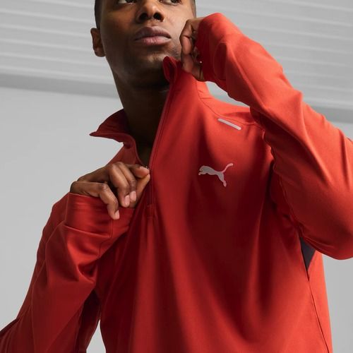 Pánska bežecká mikina PUMA Run Cloudspun 1/4 Zip mars red