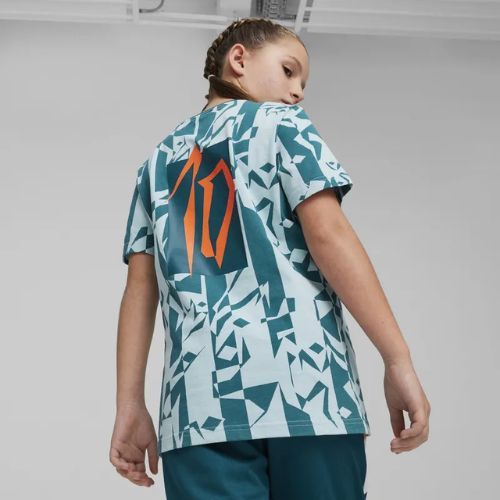 Detské futbalové tričko PUMA Neymar Jr Creativity Logo Tee ocean tropic/turquoise surf