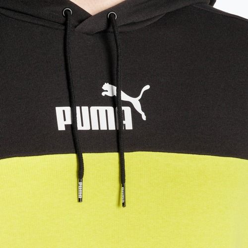 Pánska mikina PUMA ESS+ Block Hoodie TR puma black/lime sheen