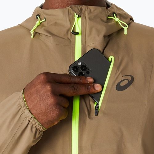 Pánska bežecká bunda ASICS Fujitrail Waterproof pepper