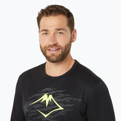 Pánske bežecké tričko ASICS Fujitrail Logo s dlhým rukávom black/graphic grey/safety yellow