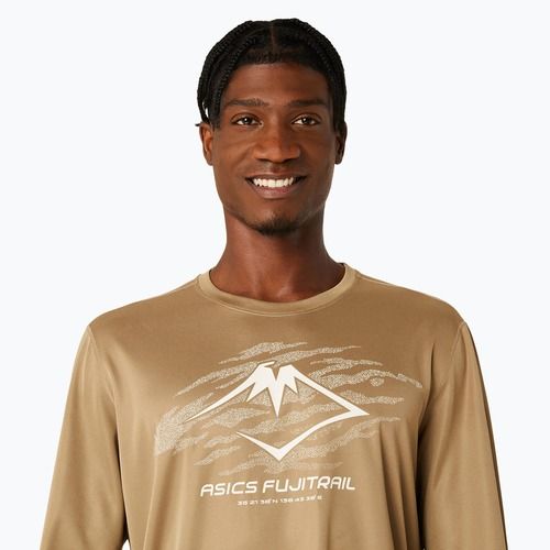 Pánske bežecké tričko ASICS Fujitrail Logo pepper/feather grey/oatmeal