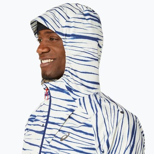 Pánska bežecká bunda ASICS Metarun Shibori Waterproof brich/blue expanse