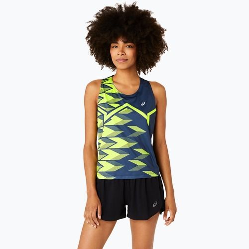 Dámske bežecké tielko ASICS Light Graphic Tank francúzska modrá/bezpečne žltá