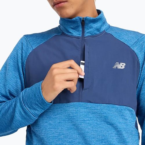 Pánske bežecké tričko New Balance Athletics Heat Grid 1/2 Zip heron blue