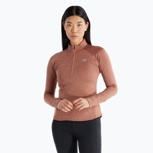Dámske bežecké tričko New Balance Athletics Heat Grid 1/2 Zip sparrow heather