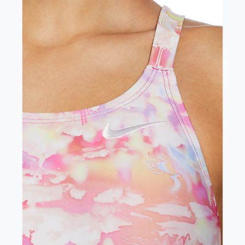 Dámske jednodielne plavky Nike Hydrastrong Multi Print Fastback warm multi