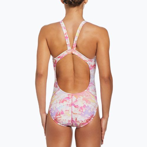 Dámske jednodielne plavky Nike Hydrastrong Multi Print Fastback warm multi