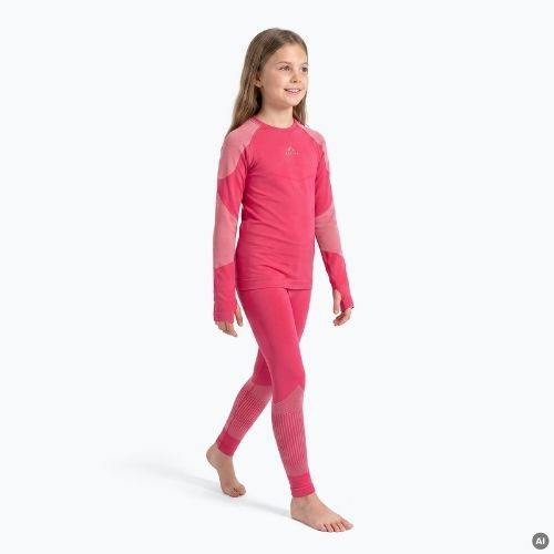 Komplet termoregulačnej bielizne pre deti KADVA Frosty Jrg Set bezšvový ružový