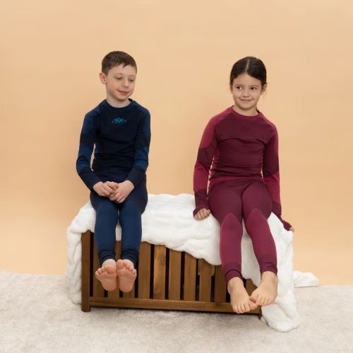 Komplet termoregulačnej bielizne pre deti KADVA Frosty Jrb Set bezšvový tmavomodrý