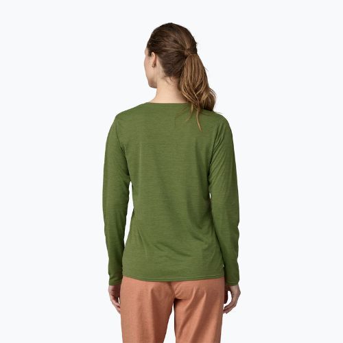 Dámske grafické tričko Patagonia Cap Cool Daily 73 text logo/terrain green x-dye longsleeve