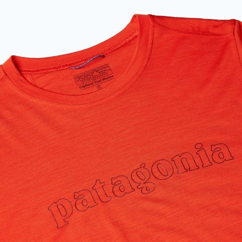 Dámske tričko Patagonia Cap Cool Merino Blend Longsleeve Graphic outline text logo/madder red