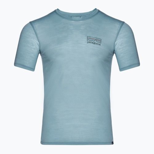 Pánske tričko Patagonia Cap Cool Merino Blend Graphic Shirt fitz roy strata/thermal blue