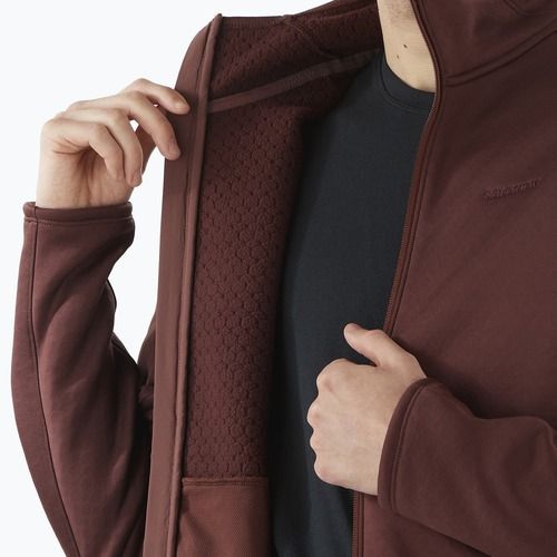 Pánska trekingová mikina Salomon Essential Midwarm Fz rum raisin