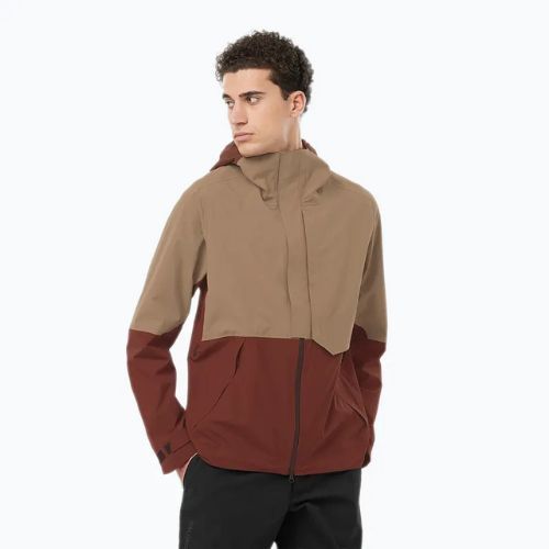 Pánska bunda do dažďa Salomon Outerpath Pro rum raisin/shitake