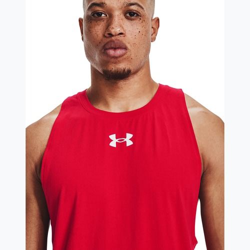Pánske basketbalové tričko Under Armour Baseline Cotton Tank red/white/white