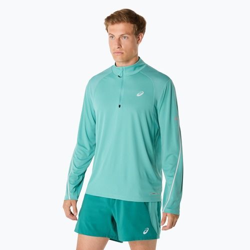 Pánske bežecké tričko longsleeve ASICS Road Lite-Show 1/2 Zip light teal