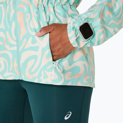 Dámska bežecká bunda ASICS Road Lite-Show Packable oasis green/multi colour