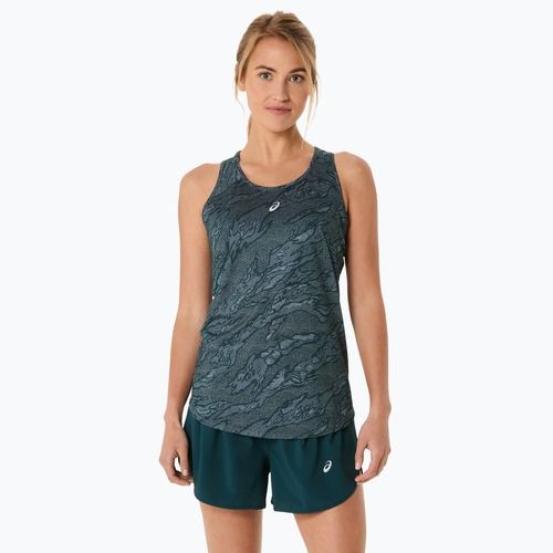 Dámske bežecké tielko tank top ASICS Road All Over Print Tank saxon green/light ube
