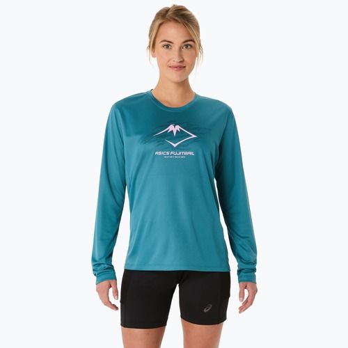 Dámske bežecké tričko Longsleeve ASICS Fujitrail Logo atlantis blue