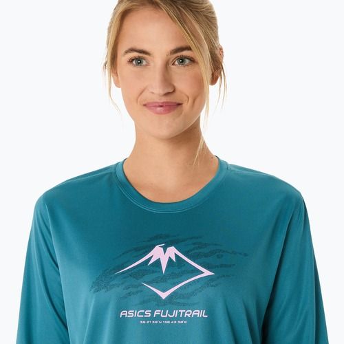 Dámske bežecké tričko Longsleeve ASICS Fujitrail Logo atlantis blue