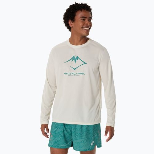Pánske bežecké tričko Longsleeve ASICS Fujitrail Logo birch/white sage/rainy lake