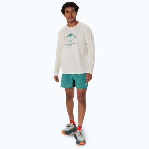 Pánske bežecké tričko Longsleeve ASICS Fujitrail Logo birch/white sage/rainy lake