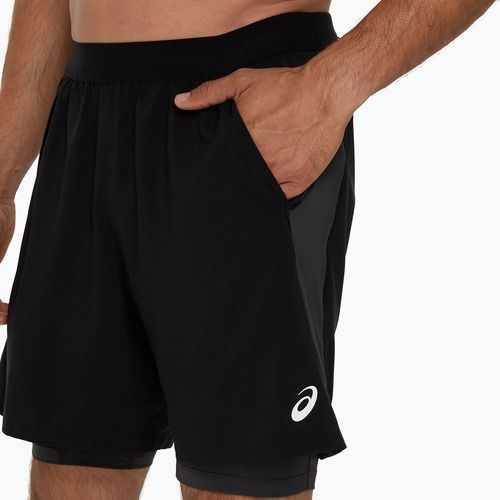 Pánske bežecké šortky ASICS Road 2N1 7IN performance black/graphite grey
