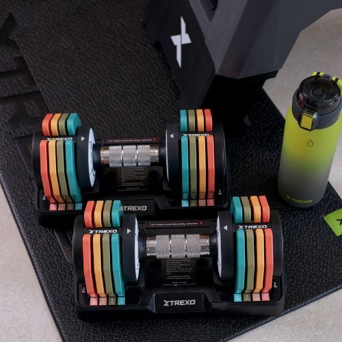 Nastaviteľná sada činiek TREXO 2 x 10 kg viacfarebná