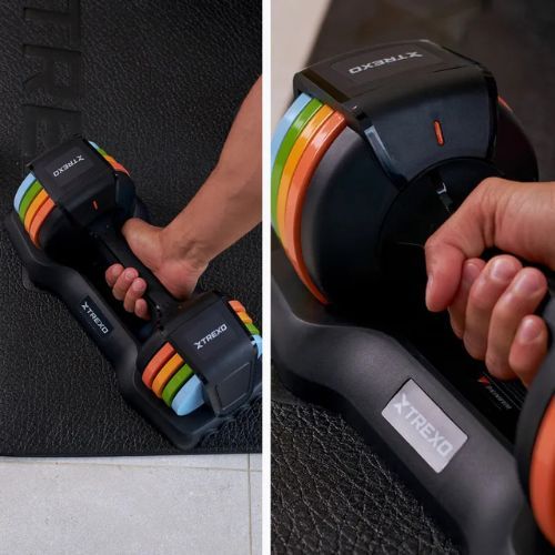 Nastaviteľná činka XTREXO 11,5 kg viacfarebná