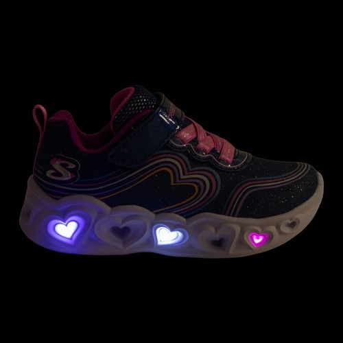 Detské topánky SKECHERS Heart Lights Retro Hearts navy leather/multi trim