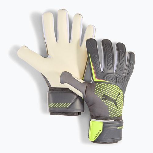 Brankárske rukavice PUMA Ultra Pro NC matná strieborná/žltá výstraha