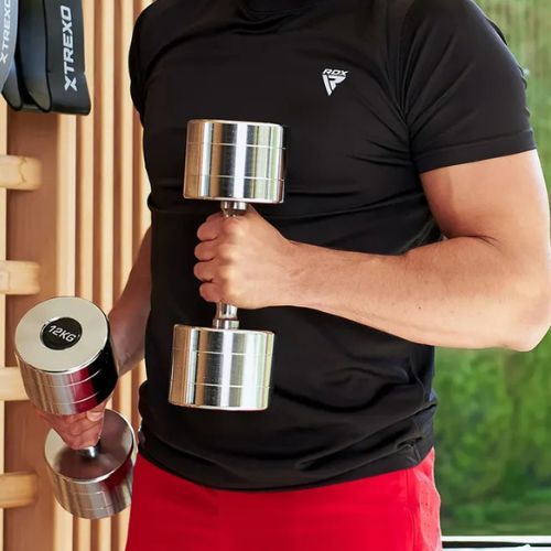 Chrómové činky TREXO 2x12 kg strieborné
