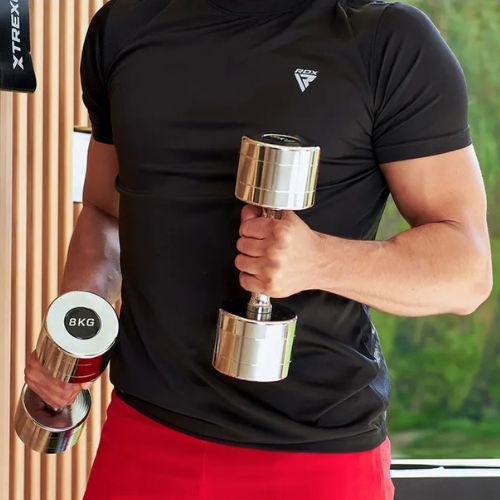 Chrómové činky TREXO 2x9 kg strieborné