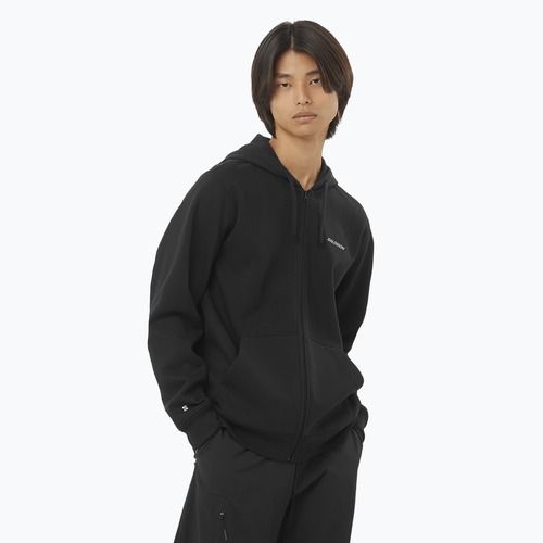 Pánska mikina Salomon Logo Full Zip Hoodie deep black