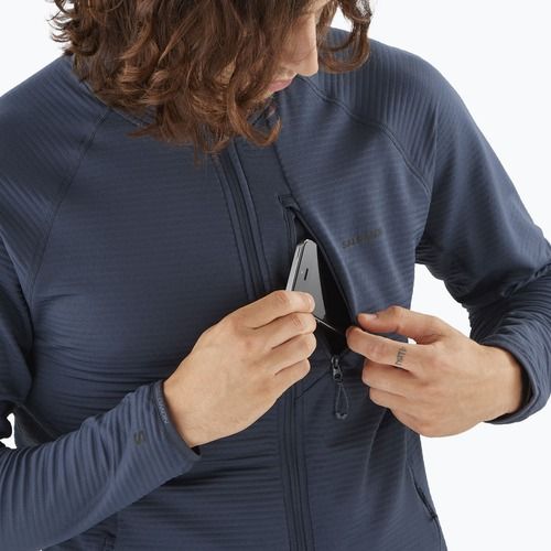 Pánska trekingová mikina Salomon Lightwarm Full Zip blue nights