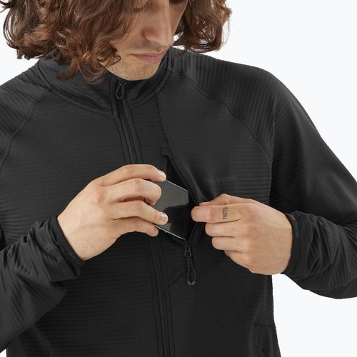 Pánska trekingová mikina Salomon Lightwarm Full Zip deep black
