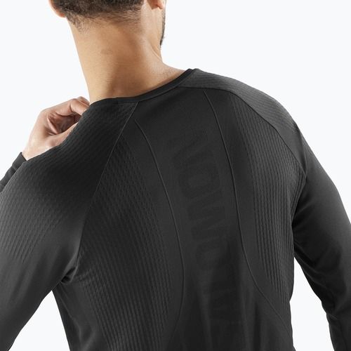Pánske bežecké tričko s dlhým rukávom Salomon Sense Aero Seamless Tee deep black