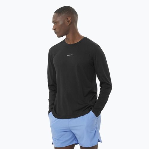 Pánske bežecké tričko s dlhým rukávom Salomon SHAKEout Core deep black