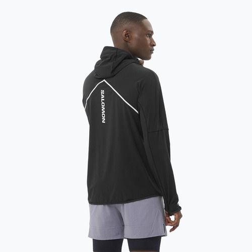 Pánska bežecká mikina Salomon Sense Aero Hybrid Half Zip Hooded deep black