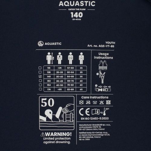 AQUASTIC Youth 50N zelená detská bezpečnostná vesta