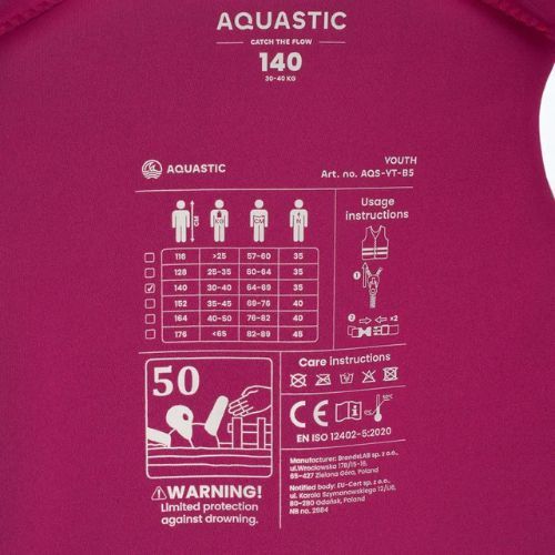 Detská vesta AQUASTIC Youth 50N belay pink