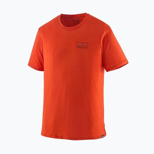 Pánske tričko Patagonia Cap Cool Merino Blend Graphic Shirt fitz roy strata/pollinator orange