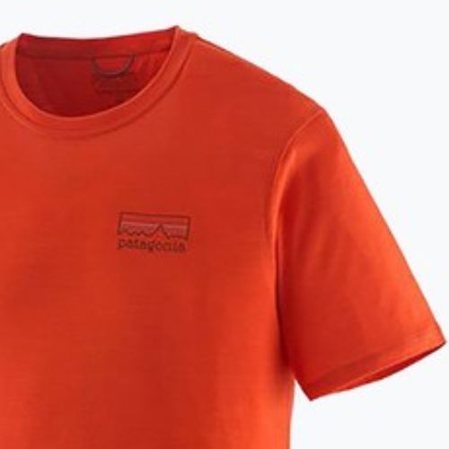 Pánske tričko Patagonia Cap Cool Merino Blend Graphic Shirt fitz roy strata/pollinator orange