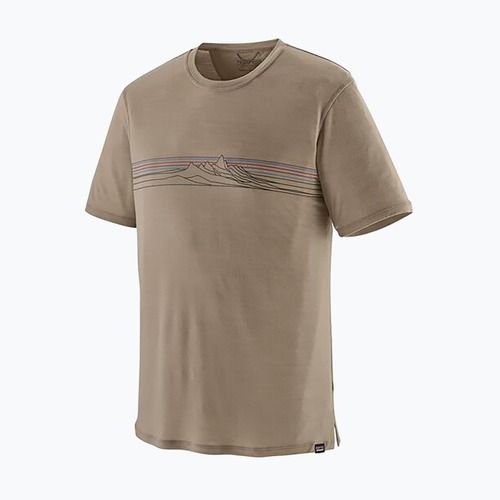 Pánske tričko Patagonia Cap Cool Merino Blend Graphic Shirt strata stripe/seabird grey