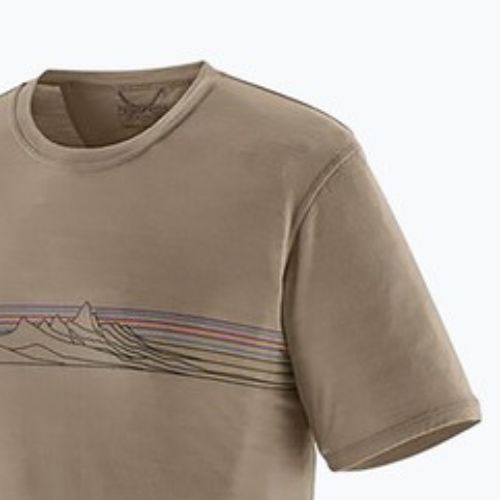 Pánske tričko Patagonia Cap Cool Merino Blend Graphic Shirt strata stripe/seabird grey