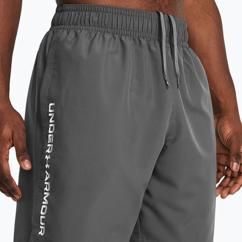 Pánske tréningové šortky Under Armour Woven Wordmark castlerock/white